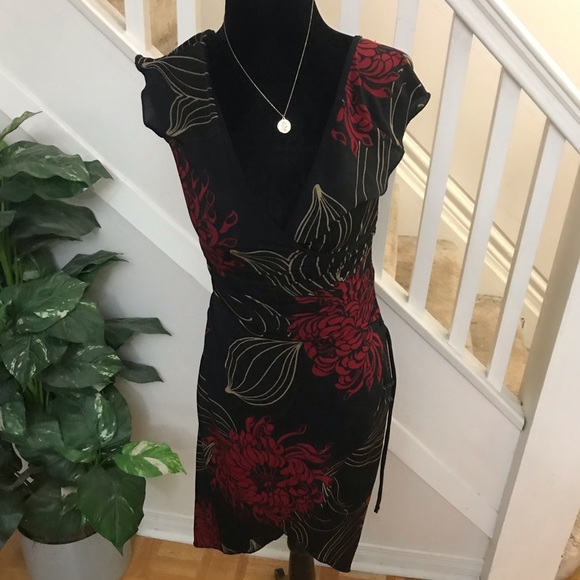 LE CHATEAU BLACK FLORAL DRESS XS - Picture 2 of 14